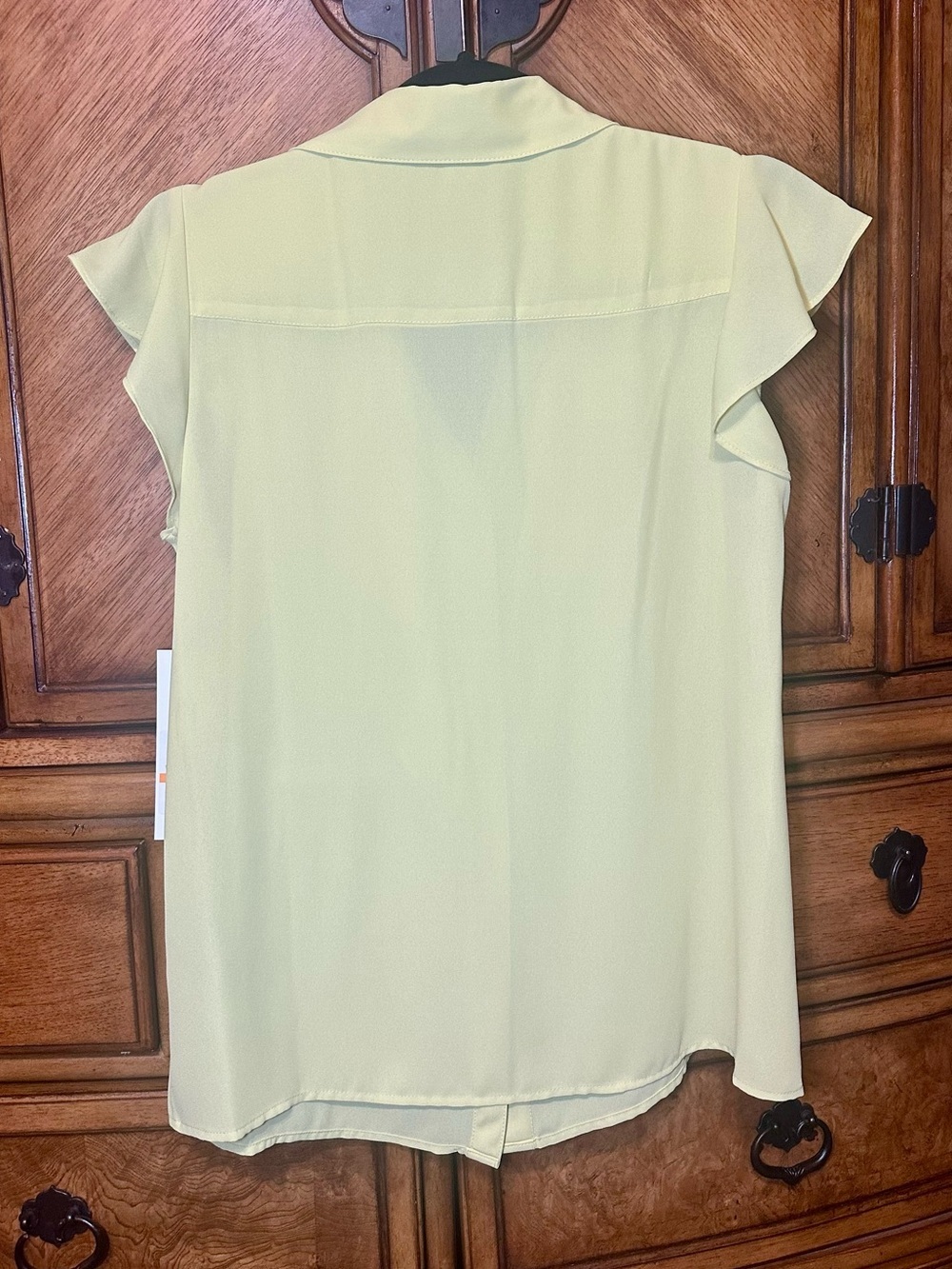 Calvin Klein NWT Ruffle Front Blouse Small Sleeveless Career Office Top Yellow - Picture 4 of 12